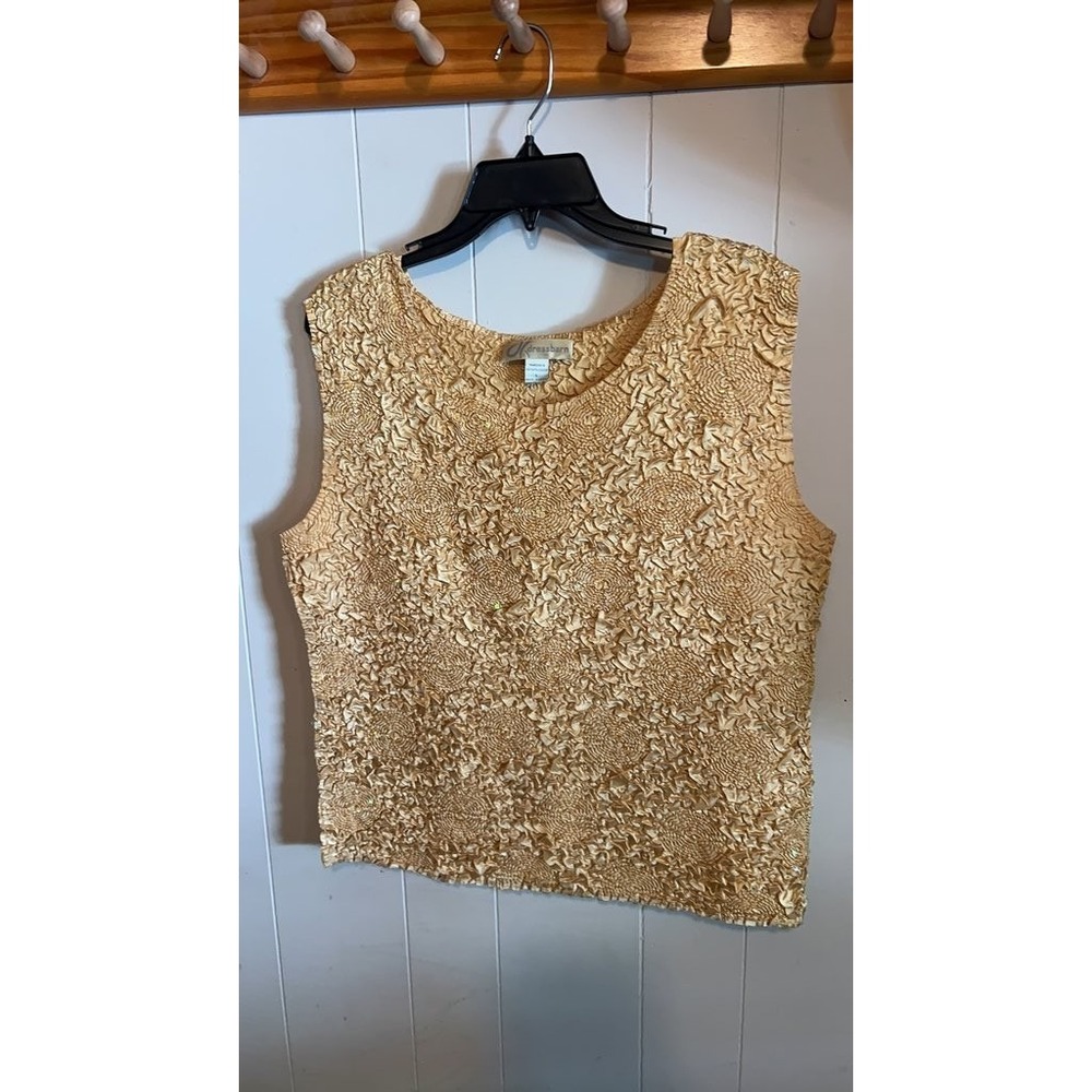 Dressbarn Textured Gold Sleeveless Tank Top